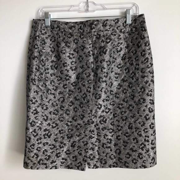 Loft Pencil Skirt Animal Print Silver Black 8 - Picture 2 of 9